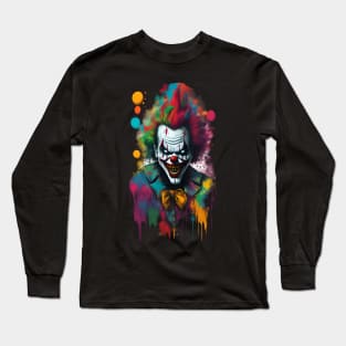 Evil demon clown from hell color blast Long Sleeve T-Shirt